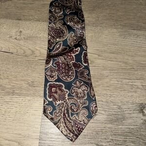 CHRISTIAN DIOR Monsieur Men's Silk Vintage Tie  Dark Green , Gold , Burgundy